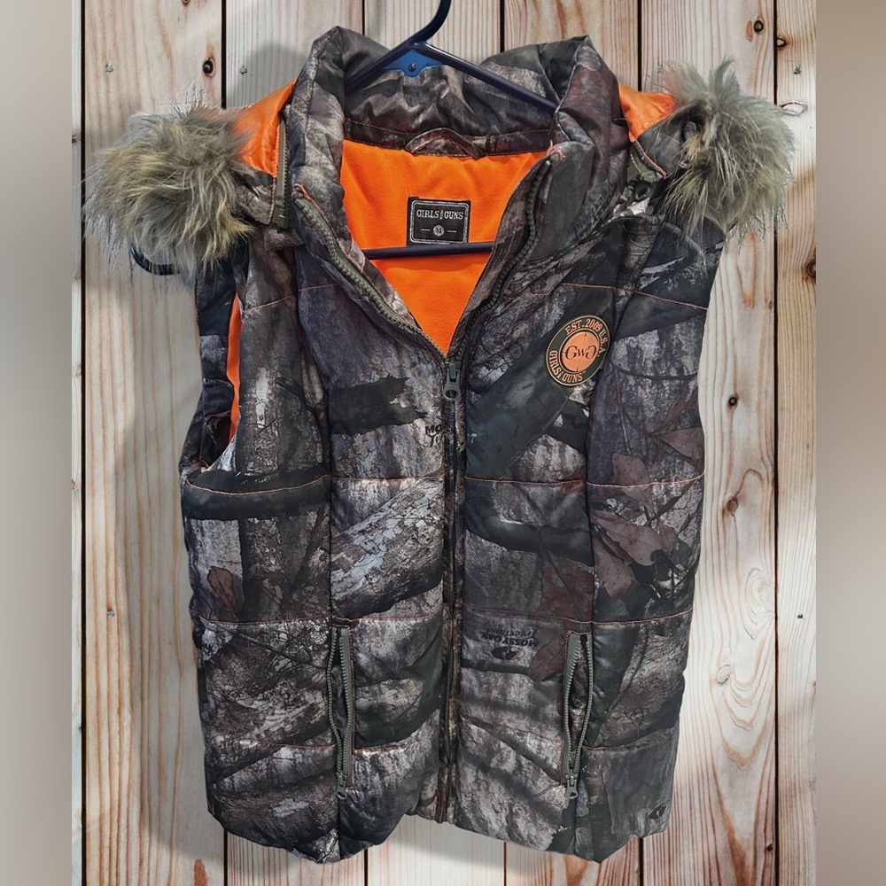 Girls with Guns puffer vest with fur hood